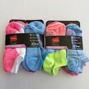 New HANES (12 Pair) Premium Performance Super/No Show Socks Girls Size 10.5-4